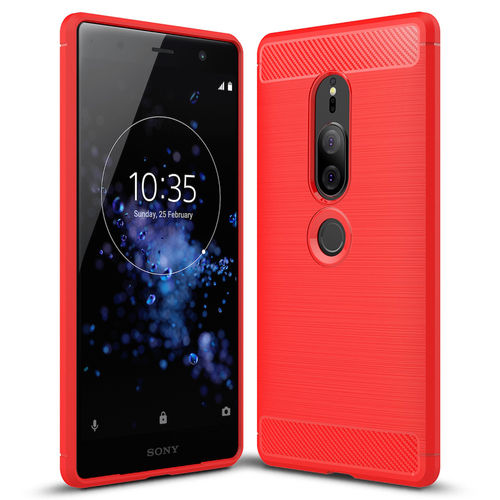 Flexi Slim Carbon Fibre Case for Sony Xperia XZ2 Premium - Brushed Red